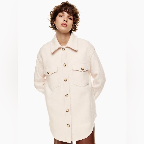 Aritzia Jackets & Blazers - Aritzia The Ganna Shirt Jacket 100% Wool Small Bone